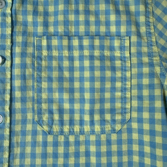 Free Assembly Shirt Boys 8 Blue Yellow Gingham Button Front Long Sleeve Cotton - Picture 7 of 11